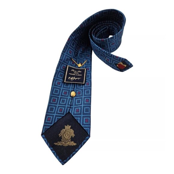 ERVÉ JACQUES Blue Geometric Silk Tie ITALY 59”/ 4” EC - Picture 5 of 5